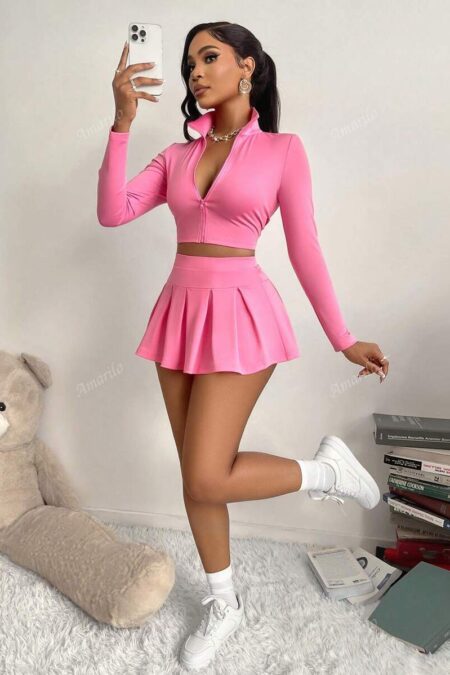 Women's Autumn And Winter Sexy Two-Piece Set, Pure Sexy Hot Girl Style Slimming Top And Girly Style Safety