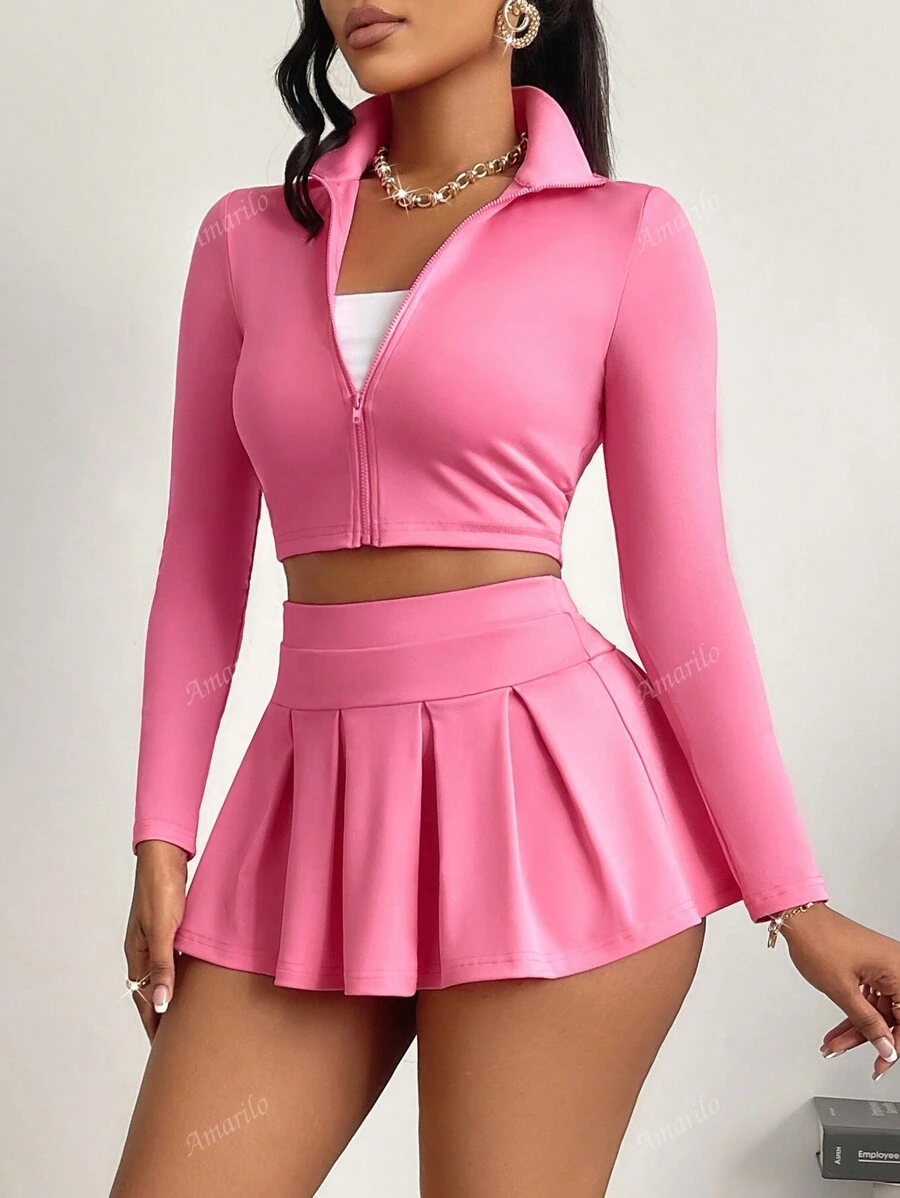Women's Autumn And Winter Sexy Two-Piece Set, Pure Sexy Hot Girl Style Slimming Top And Girly Style Safety - Image 3