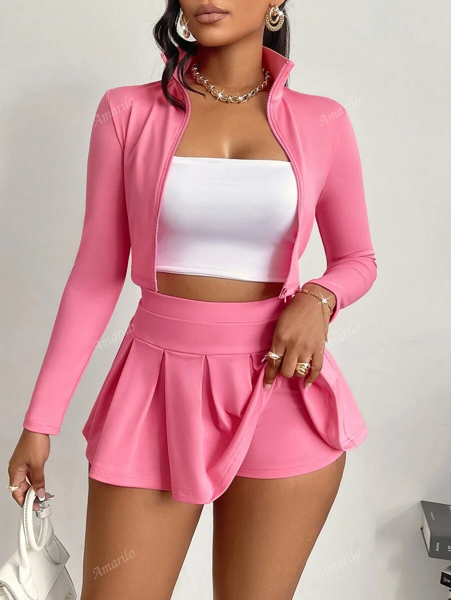 Women's Autumn And Winter Sexy Two-Piece Set, Pure Sexy Hot Girl Style Slimming Top And Girly Style Safety - Image 2