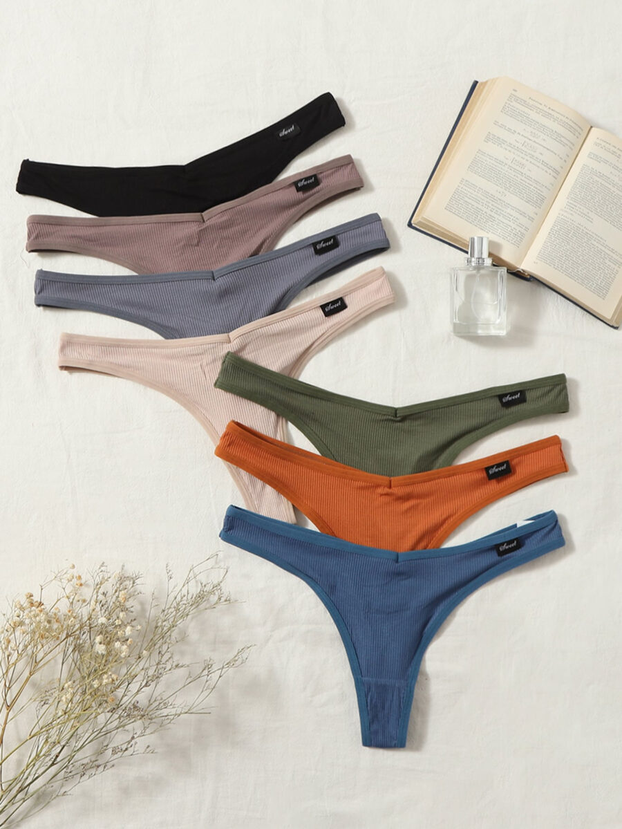 Shein Underwear&Sleepwear Basics 7packs Letter Patch Detail No Show Sexy Thongs - Image 4
