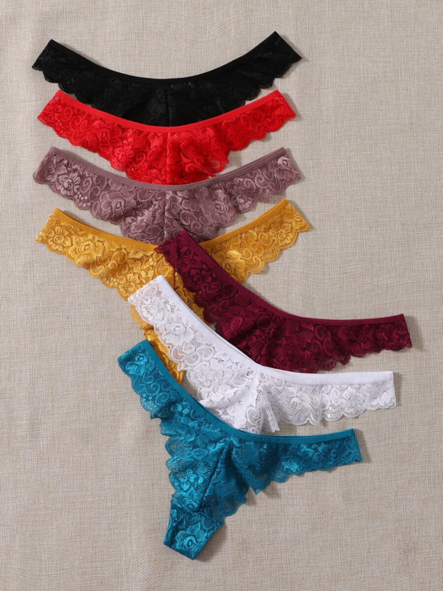 Shein Underwear&Sleepwear Basics 7pack Floral Lace Thong Lingerie - Image 5