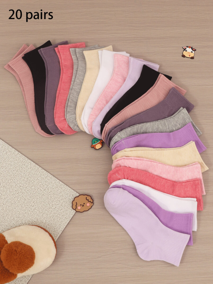20 Pairs Women's Multicolor Summer Low Cut Socks, Thin Shallow Mouth Short Socks - Image 10