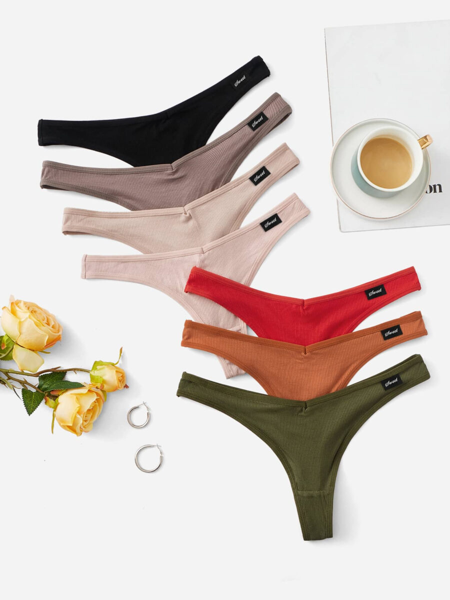 Shein Underwear&Sleepwear Basics 7packs Letter Patch Detail No Show Sexy Thongs - Image 16