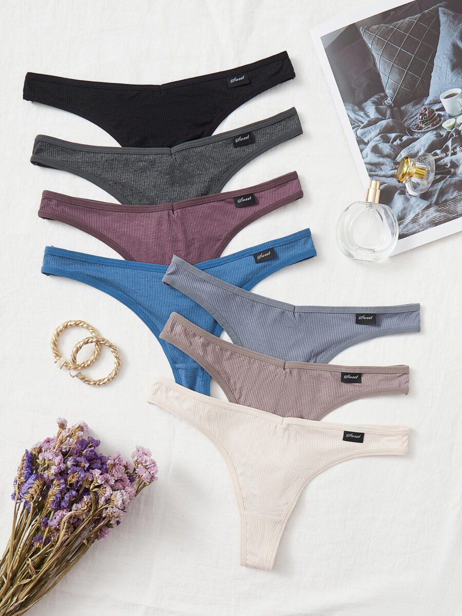 Shein Underwear&Sleepwear Basics 7packs Letter Patch Detail No Show Sexy Thongs - Image 17