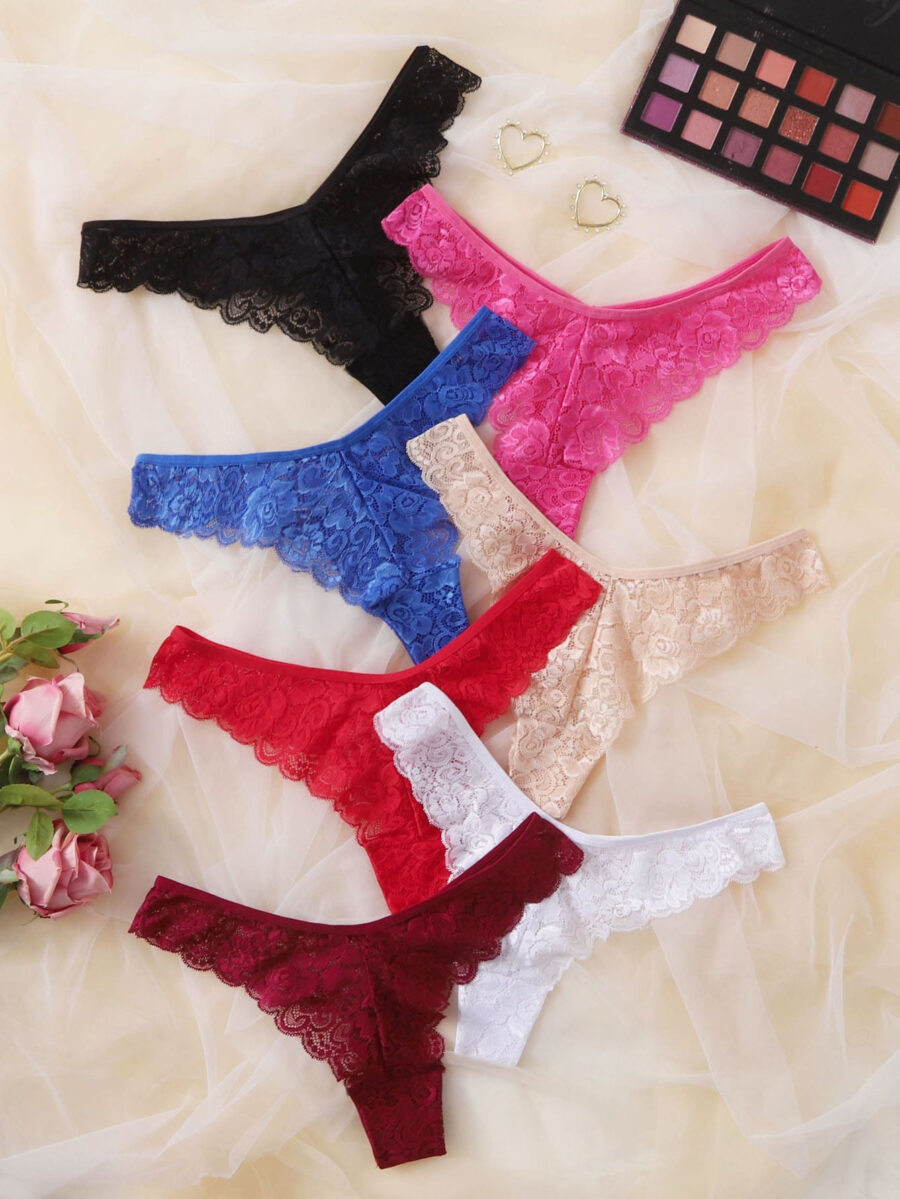 Shein Underwear&Sleepwear Basics 7pack Floral Lace Thong Lingerie - Image 8