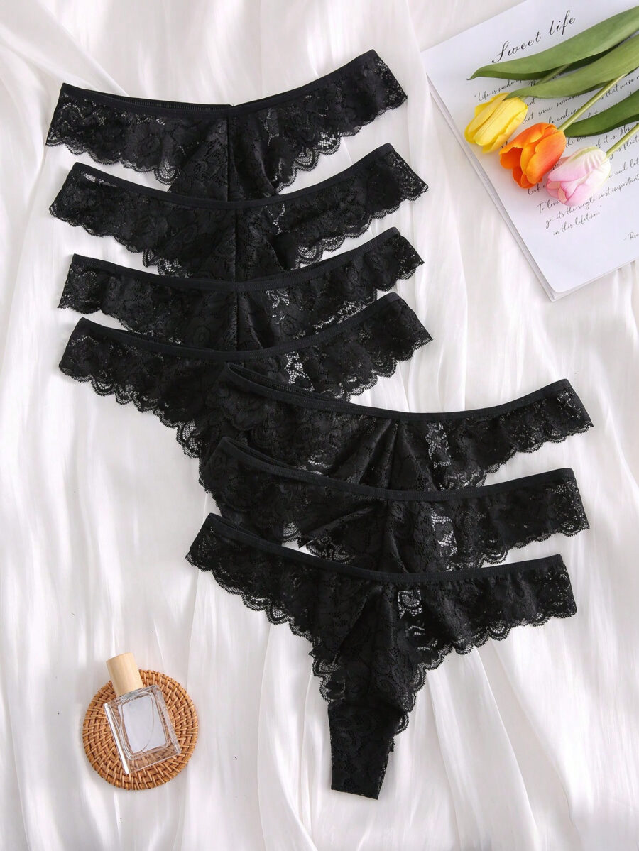 Shein Underwear&Sleepwear Basics 7pack Floral Lace Thong Lingerie - Image 9
