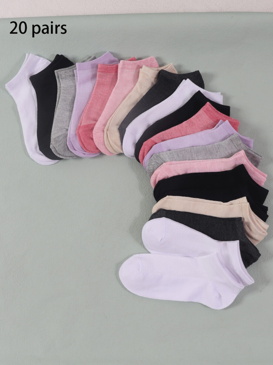 20 Pairs Women's Multicolor Summer Low Cut Socks, Thin Shallow Mouth Short Socks - Image 22