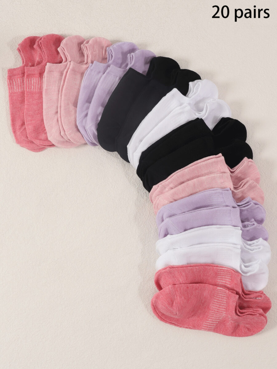 20 Pairs Women's Multicolor Summer Low Cut Socks, Thin Shallow Mouth Short Socks - Image 25