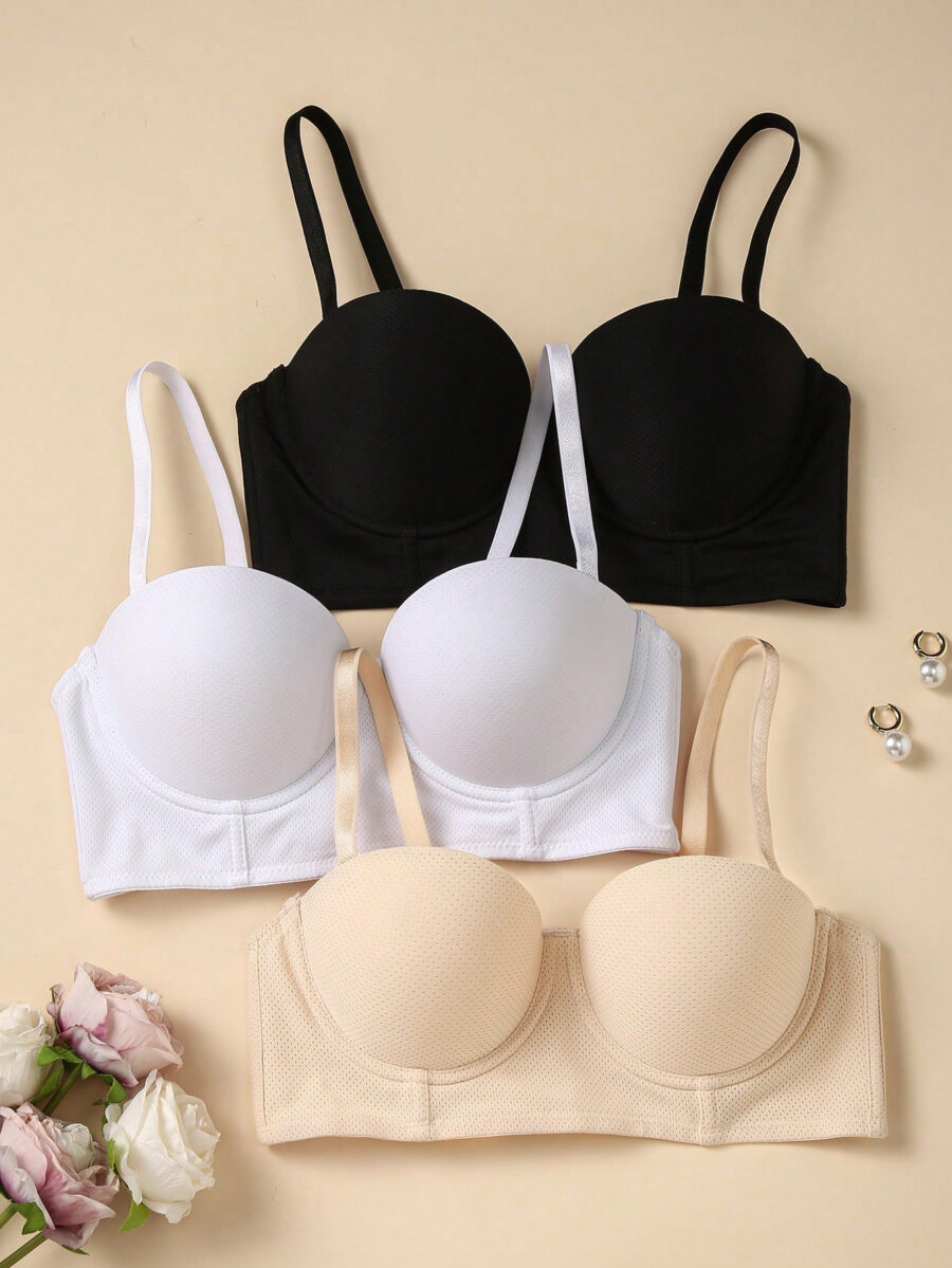 3pcs Set Valentine's Day Romantic Sexy Strapless Tube Tops With Non-Slip Design, Includes Regular Strap As Gift - Image 14