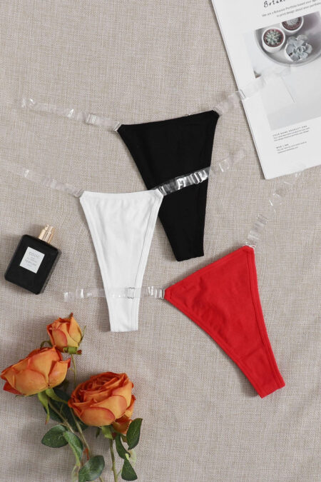 3packs Clear Strap Sexy Panties Set