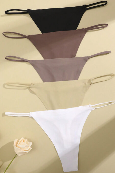 FINETOO 5pcs Women's Sexy Simple Seamless Thongs