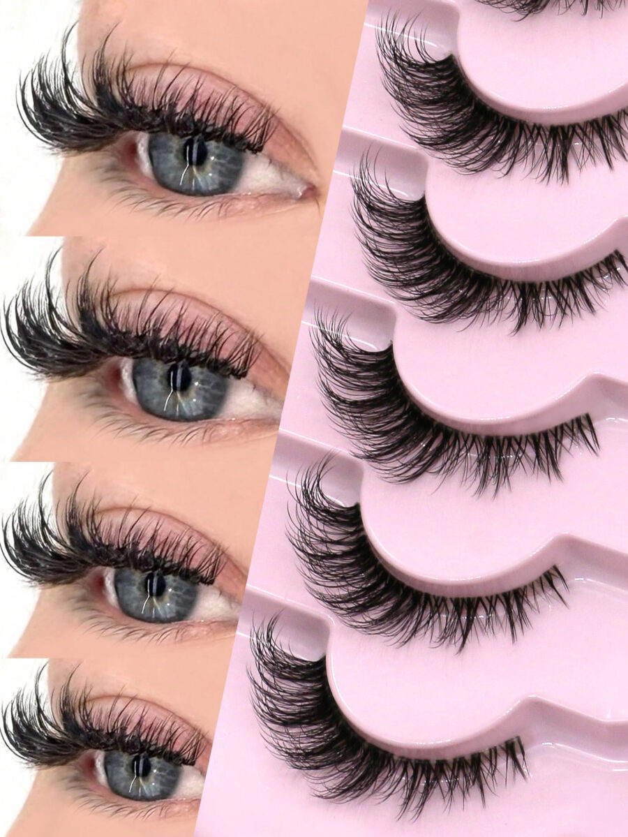 GROINNEYA 7 Pairs New Cat Eye Lashes Natural Long Clear Band Lashes Winged End Eye Elongated Eyelashes Faux Mink Eyelashes Makeup(XF10) - Image 3