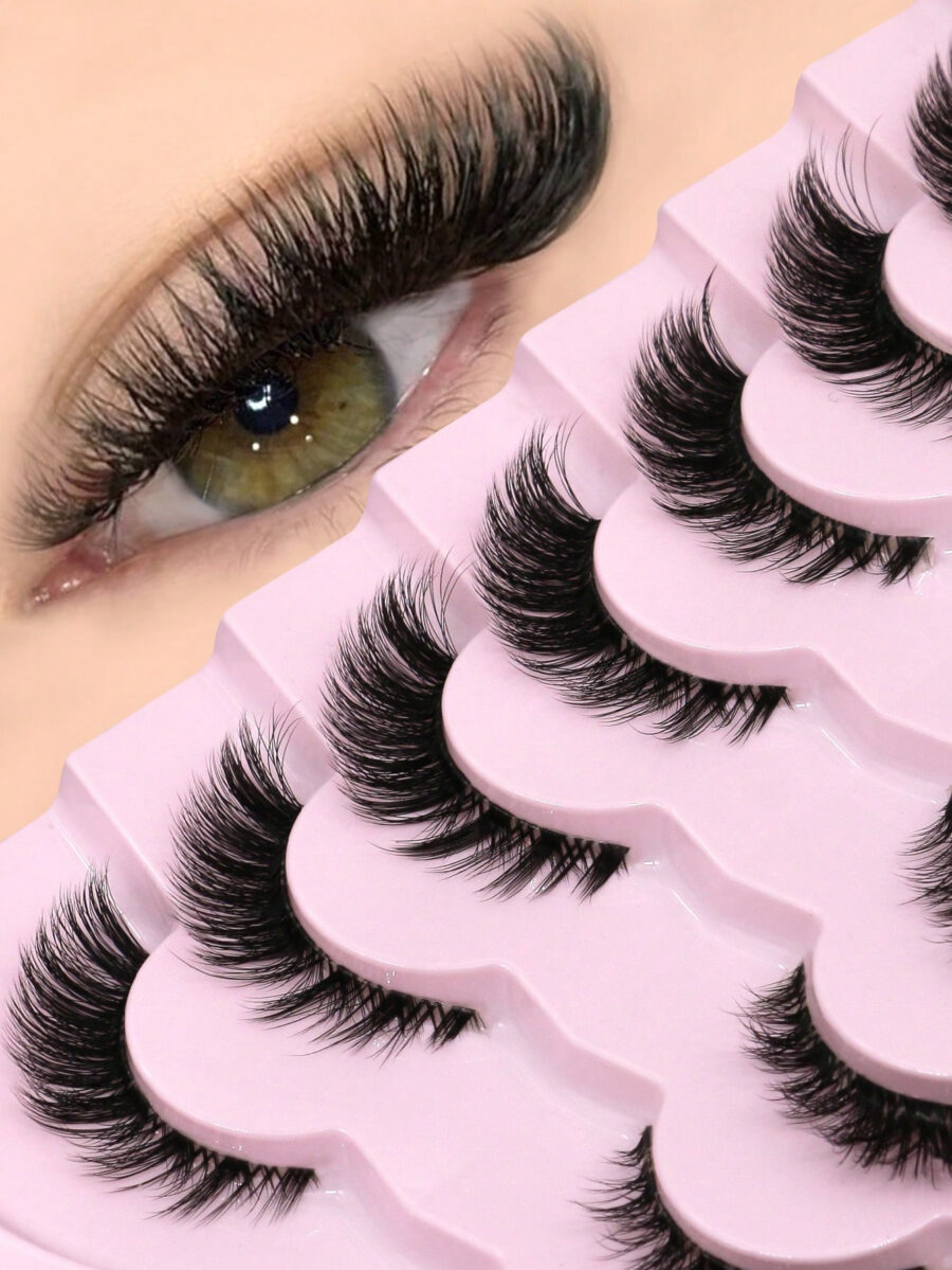 GROINNEYA 7 Pairs New Cat Eye Lashes Natural Long Clear Band Lashes Winged End Eye Elongated Eyelashes Faux Mink Eyelashes Makeup(XF10) - Image 4