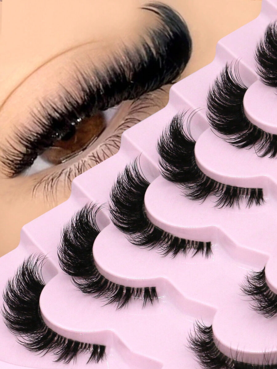 GROINNEYA 7 Pairs New Cat Eye Lashes Natural Long Clear Band Lashes Winged End Eye Elongated Eyelashes Faux Mink Eyelashes Makeup(XF10) - Image 5