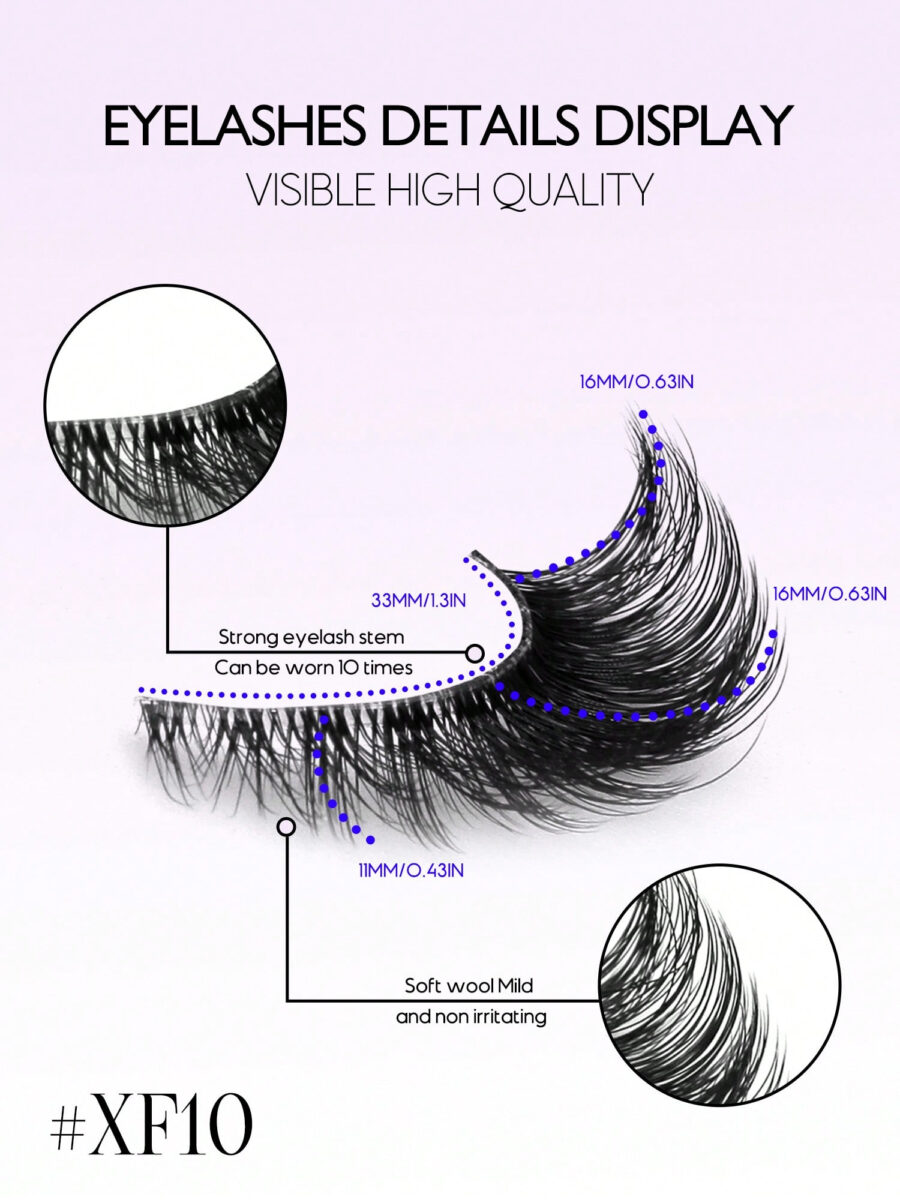 GROINNEYA 7 Pairs New Cat Eye Lashes Natural Long Clear Band Lashes Winged End Eye Elongated Eyelashes Faux Mink Eyelashes Makeup(XF10) - Image 10