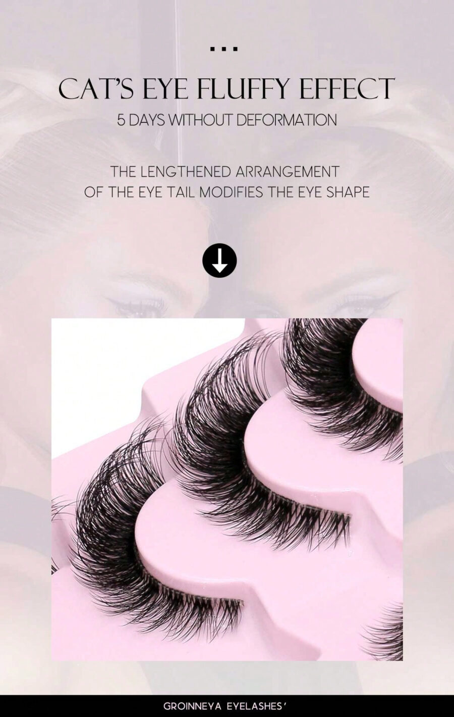 GROINNEYA 7 Pairs New Cat Eye Lashes Natural Long Clear Band Lashes Winged End Eye Elongated Eyelashes Faux Mink Eyelashes Makeup(XF10) - Image 15