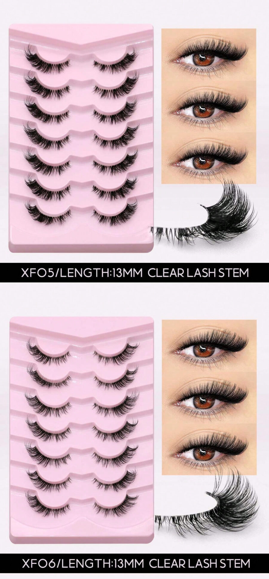 GROINNEYA 7 Pairs New Cat Eye Lashes Natural Long Clear Band Lashes Winged End Eye Elongated Eyelashes Faux Mink Eyelashes Makeup(XF10) - Image 20