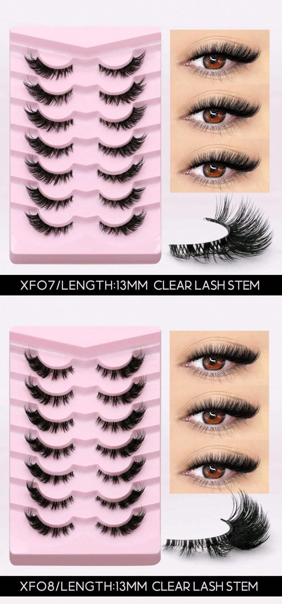 GROINNEYA 7 Pairs New Cat Eye Lashes Natural Long Clear Band Lashes Winged End Eye Elongated Eyelashes Faux Mink Eyelashes Makeup(XF10) - Image 21