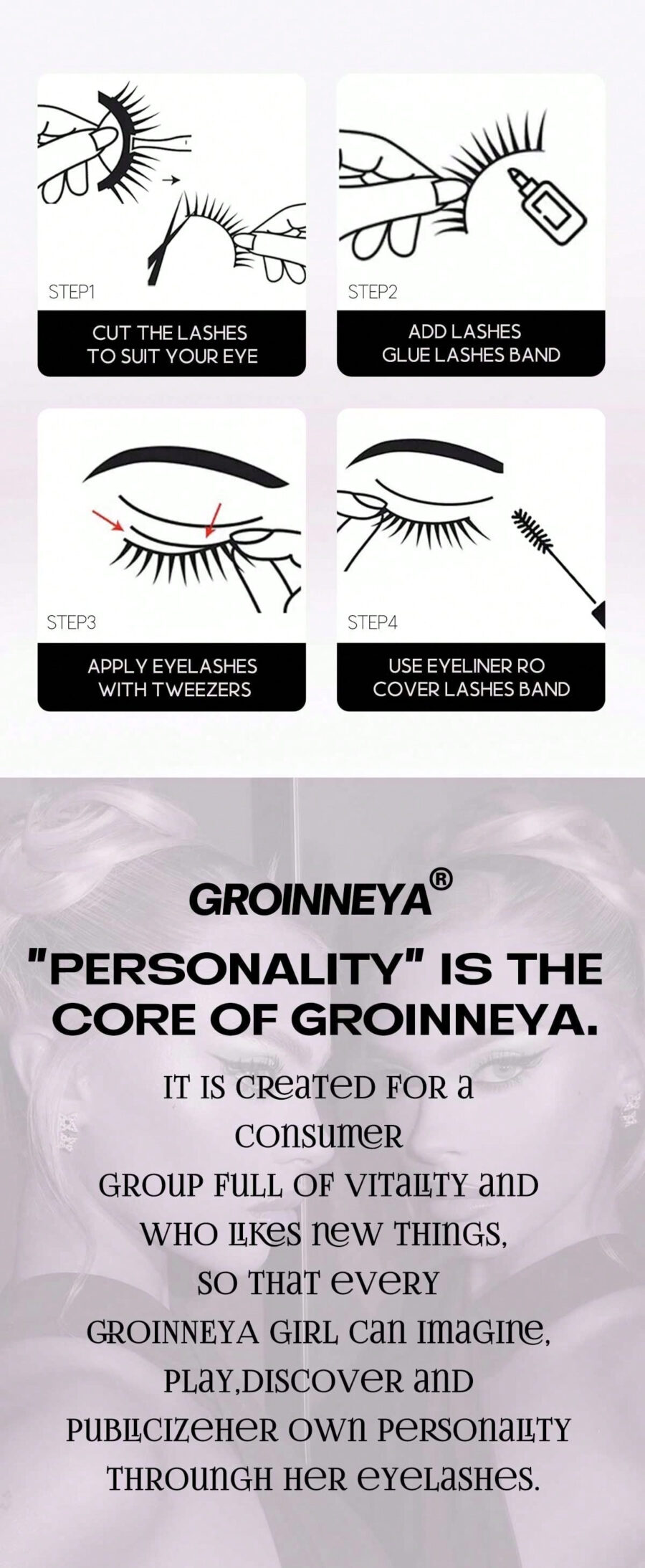 GROINNEYA 7 Pairs New Cat Eye Lashes Natural Long Clear Band Lashes Winged End Eye Elongated Eyelashes Faux Mink Eyelashes Makeup(XF10) - Image 23