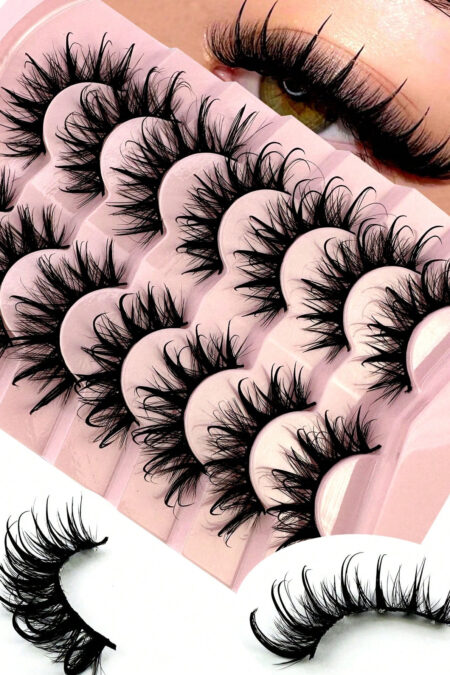 7 Pairs Russian Strip Lashes Natural Looking Soft & Fluffy Mink Lashes 3D False Eyelashes Russian Volume Eyelashes Fake Eyelashes Dramatic Messy Mink Lashes Wispy Long Foxy Eye Lifting Look Eyelash Extension Kit Full Eyelash Strip To Lengthen And Volumize The Outer Corner Of Your Eye Beauty Makeup