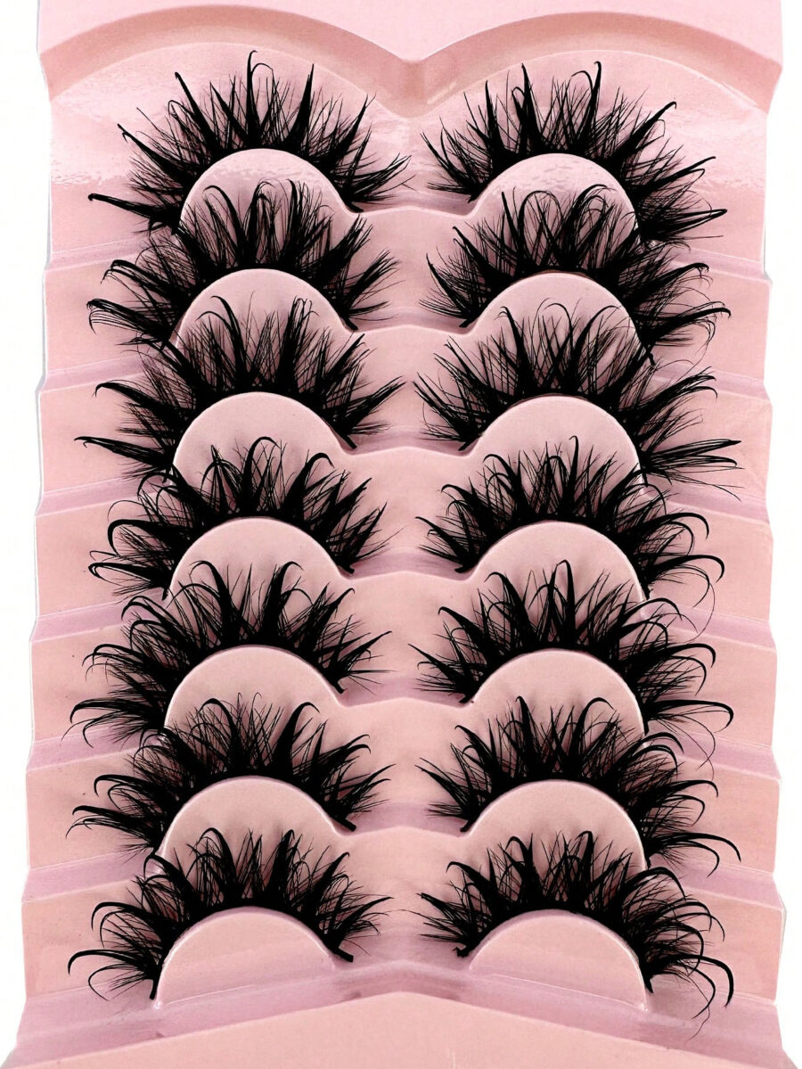 7 Pairs Russian Strip Lashes Natural Looking Soft & Fluffy Mink Lashes 3D False Eyelashes Russian Volume Eyelashes Fake Eyelashes Dramatic Messy Mink Lashes Wispy Long Foxy Eye Lifting Look Eyelash Extension Kit Full Eyelash Strip To Lengthen And Volumize The Outer Corner Of Your Eye Beauty Makeup - Image 5