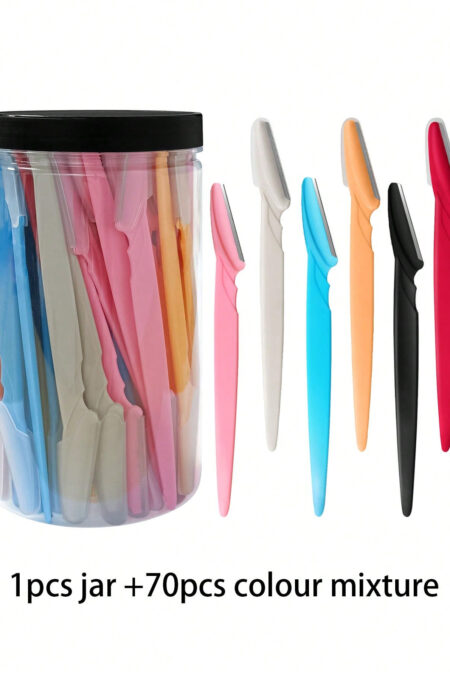 70/24/12/6pcs Set Multicolor Grooming Eyebrow Razor & Shaver Set, Safety Eyebrow Trimmer & Shaver, Exfoliating Dermaplaning Tool, Body Hair Removal Trimmer And Face & Eyebrow Razor Set Long Handle Safety Blade With Precision Cover Women Eyebrow Shaping Tools Suitable For Or Travel Use Multi-Function Eyebrow Trimmer, Sharp Stainless Steel Eyebrow Tools With Safety Cover, For Eyebrow, Lip, Leg Hair & Gentle Effective Removal