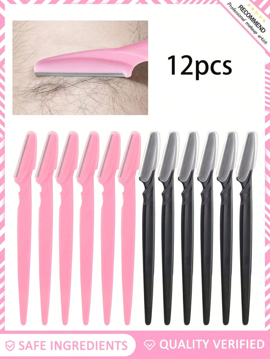 70/24/12/6pcs Set Multicolor Grooming Eyebrow Razor & Shaver Set, Safety Eyebrow Trimmer & Shaver, Exfoliating Dermaplaning Tool, Body Hair Removal Trimmer And Face & Eyebrow Razor Set Long Handle Safety Blade With Precision Cover Women Eyebrow Shaping Tools Suitable For Or Travel Use Multi-Function Eyebrow Trimmer, Sharp Stainless Steel Eyebrow Tools With Safety Cover, For Eyebrow, Lip, Leg Hair & Gentle Effective Removal - Image 14