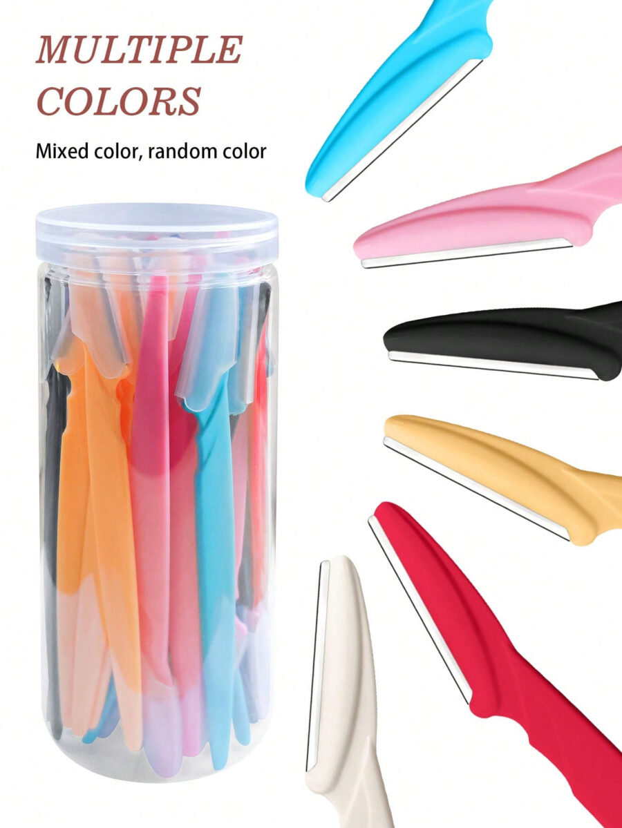 70/24/12/6pcs Set Multicolor Grooming Eyebrow Razor & Shaver Set, Safety Eyebrow Trimmer & Shaver, Exfoliating Dermaplaning Tool, Body Hair Removal Trimmer And Face & Eyebrow Razor Set Long Handle Safety Blade With Precision Cover Women Eyebrow Shaping Tools Suitable For Or Travel Use Multi-Function Eyebrow Trimmer, Sharp Stainless Steel Eyebrow Tools With Safety Cover, For Eyebrow, Lip, Leg Hair & Gentle Effective Removal - Image 30