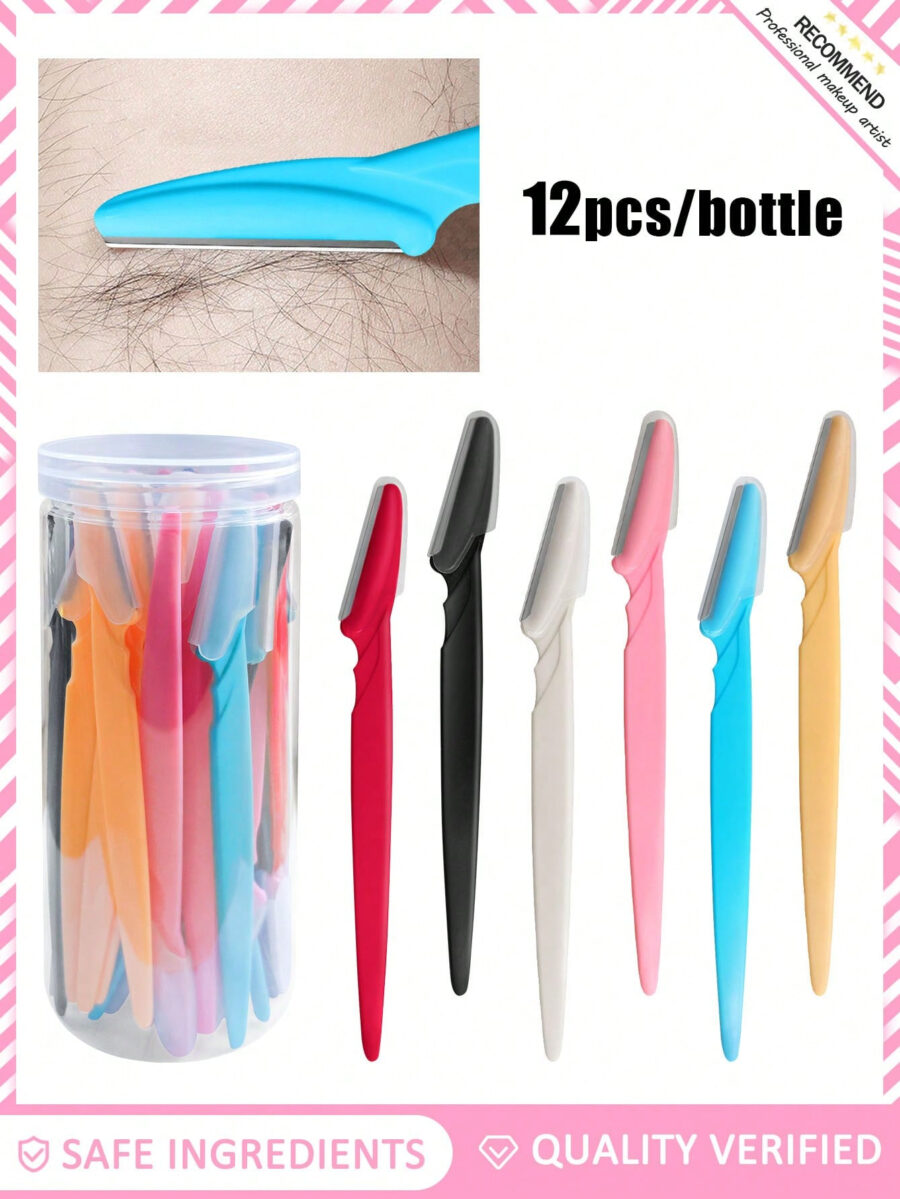 70/24/12/6pcs Set Multicolor Grooming Eyebrow Razor & Shaver Set, Safety Eyebrow Trimmer & Shaver, Exfoliating Dermaplaning Tool, Body Hair Removal Trimmer And Face & Eyebrow Razor Set Long Handle Safety Blade With Precision Cover Women Eyebrow Shaping Tools Suitable For Or Travel Use Multi-Function Eyebrow Trimmer, Sharp Stainless Steel Eyebrow Tools With Safety Cover, For Eyebrow, Lip, Leg Hair & Gentle Effective Removal - Image 32