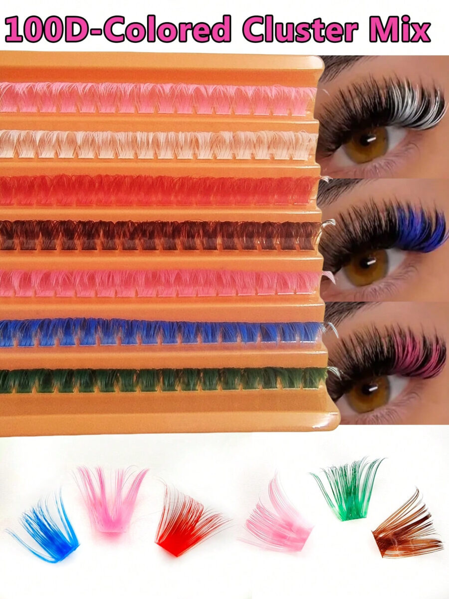 Asiteo Colored Lash Clusters 140Pcs 7 Colored Mixed Eyelashes Extension Cluster Segments Natural Wispy Individual Eye Lash, DIY At Home - Image 4