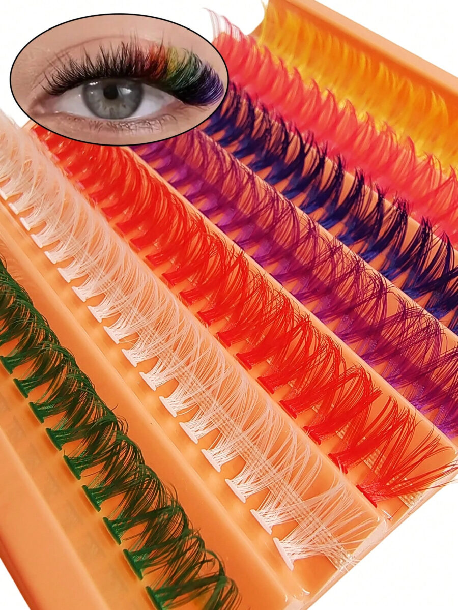 Asiteo Colored Lash Clusters 140Pcs 7 Colored Mixed Eyelashes Extension Cluster Segments Natural Wispy Individual Eye Lash, DIY At Home - Image 8