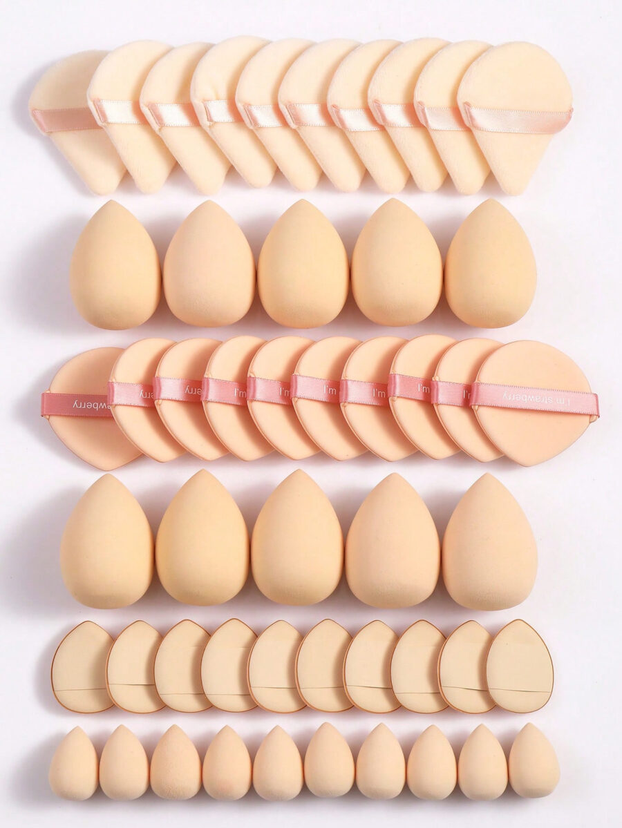 Makeup Tools Set Including:10PCS Makeup Sponges For Liquid Makeup+10PCS Mini Makeup Sponges For Liquid Makeup+10PCS Triangle Powder Puffs For Loose Powder And Makeup Setting+10PCS Air Cushion Powder Puffs For Facial Makeup+10PCS Mini Air Cushion Powder Puffs For Facial Concealer Makeup - Image 9