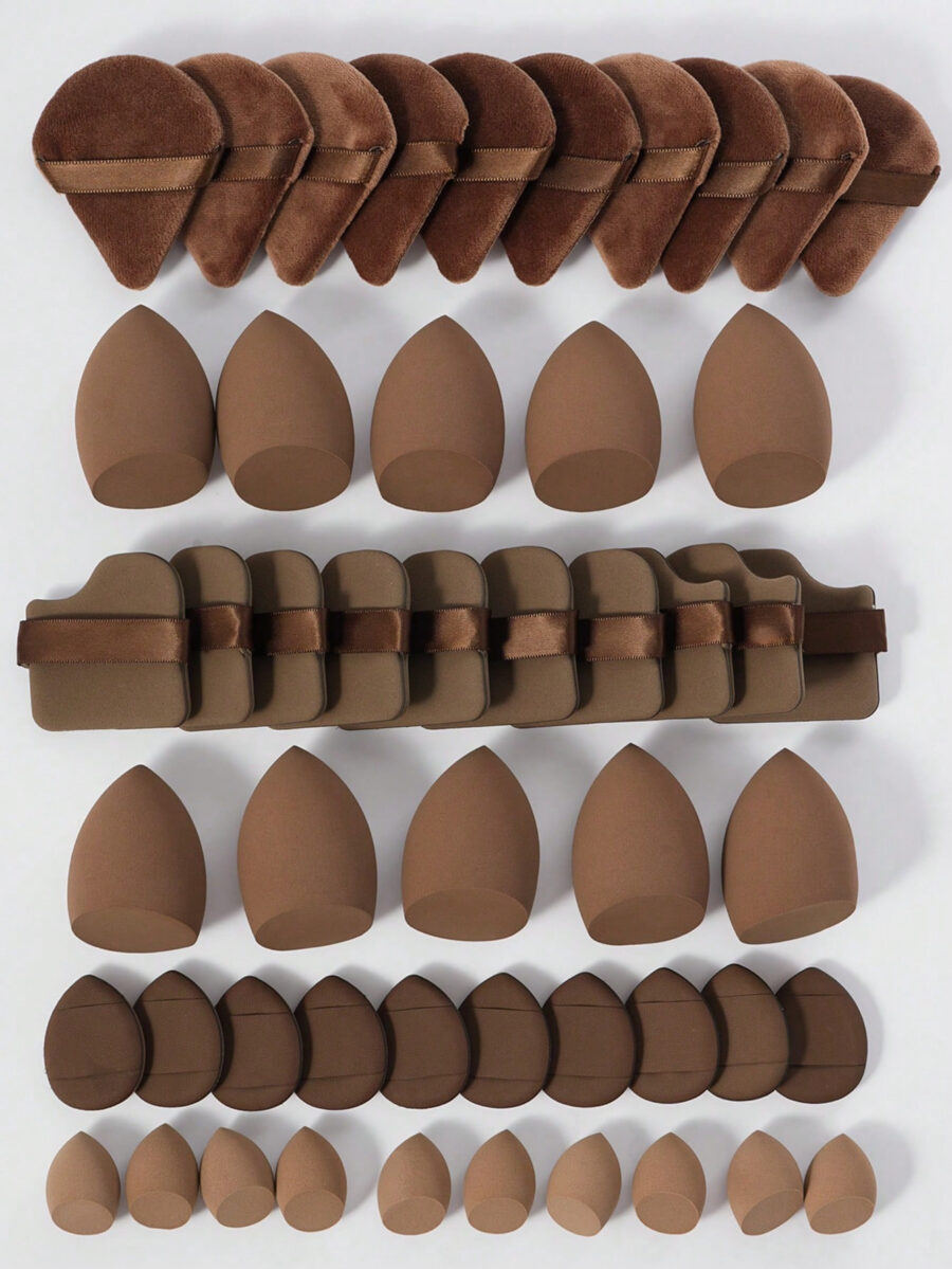 Makeup Tools Set Including:10PCS Makeup Sponges For Liquid Makeup+10PCS Mini Makeup Sponges For Liquid Makeup+10PCS Triangle Powder Puffs For Loose Powder And Makeup Setting+10PCS Air Cushion Powder Puffs For Facial Makeup+10PCS Mini Air Cushion Powder Puffs For Facial Concealer Makeup - Image 12
