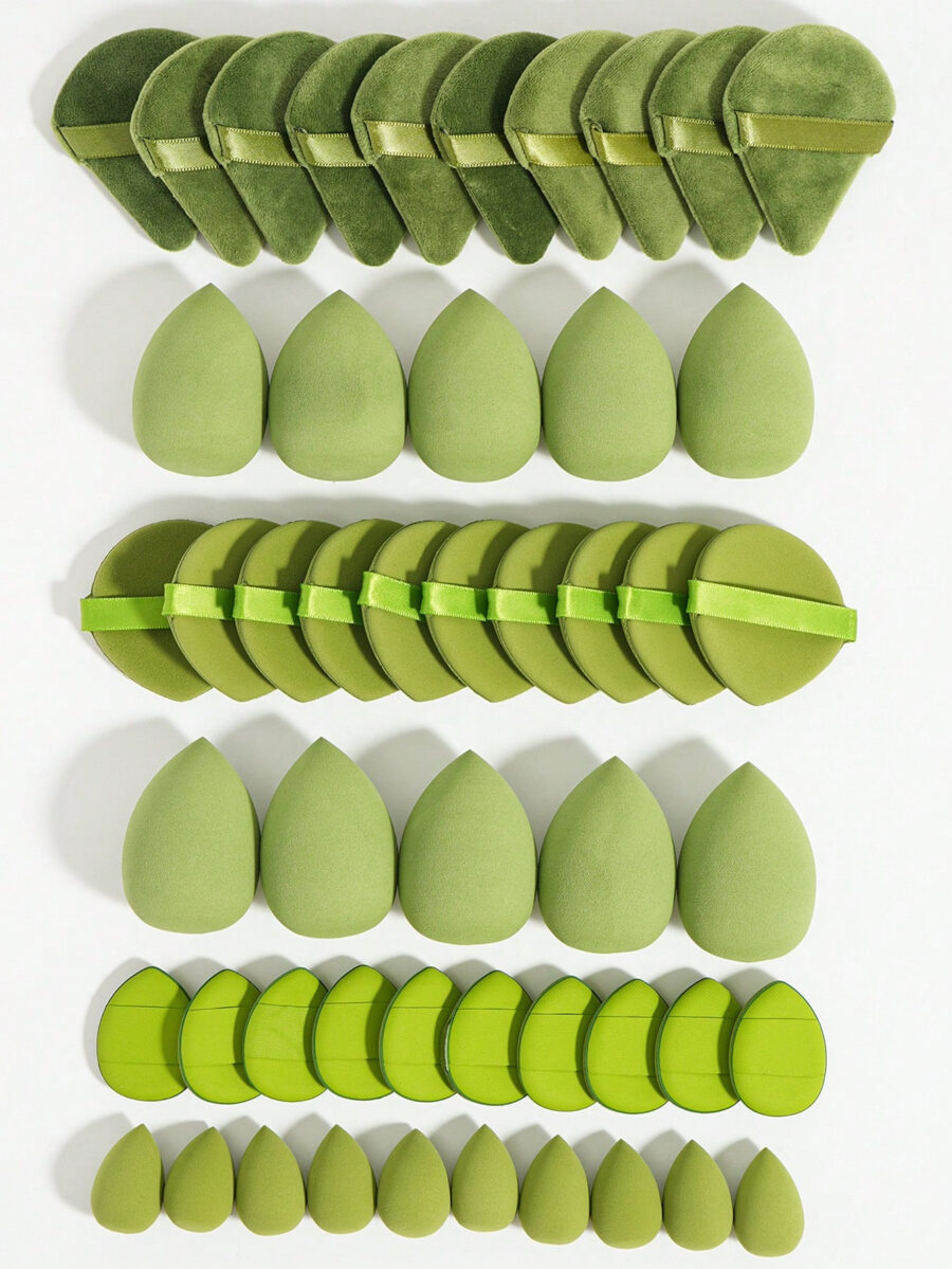 Makeup Tools Set Including:10PCS Makeup Sponges For Liquid Makeup+10PCS Mini Makeup Sponges For Liquid Makeup+10PCS Triangle Powder Puffs For Loose Powder And Makeup Setting+10PCS Air Cushion Powder Puffs For Facial Makeup+10PCS Mini Air Cushion Powder Puffs For Facial Concealer Makeup - Image 16