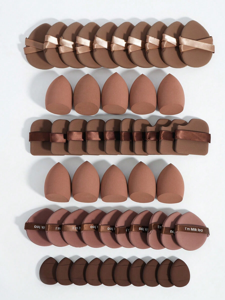 Makeup Tools Set Including:10PCS Makeup Sponges For Liquid Makeup+10PCS Mini Makeup Sponges For Liquid Makeup+10PCS Triangle Powder Puffs For Loose Powder And Makeup Setting+10PCS Air Cushion Powder Puffs For Facial Makeup+10PCS Mini Air Cushion Powder Puffs For Facial Concealer Makeup - Image 17