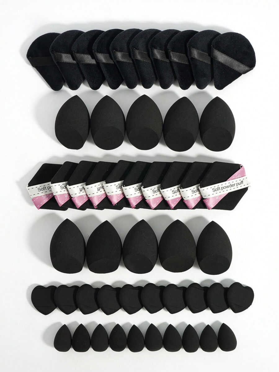 Makeup Tools Set Including:10PCS Makeup Sponges For Liquid Makeup+10PCS Mini Makeup Sponges For Liquid Makeup+10PCS Triangle Powder Puffs For Loose Powder And Makeup Setting+10PCS Air Cushion Powder Puffs For Facial Makeup+10PCS Mini Air Cushion Powder Puffs For Facial Concealer Makeup - Image 18