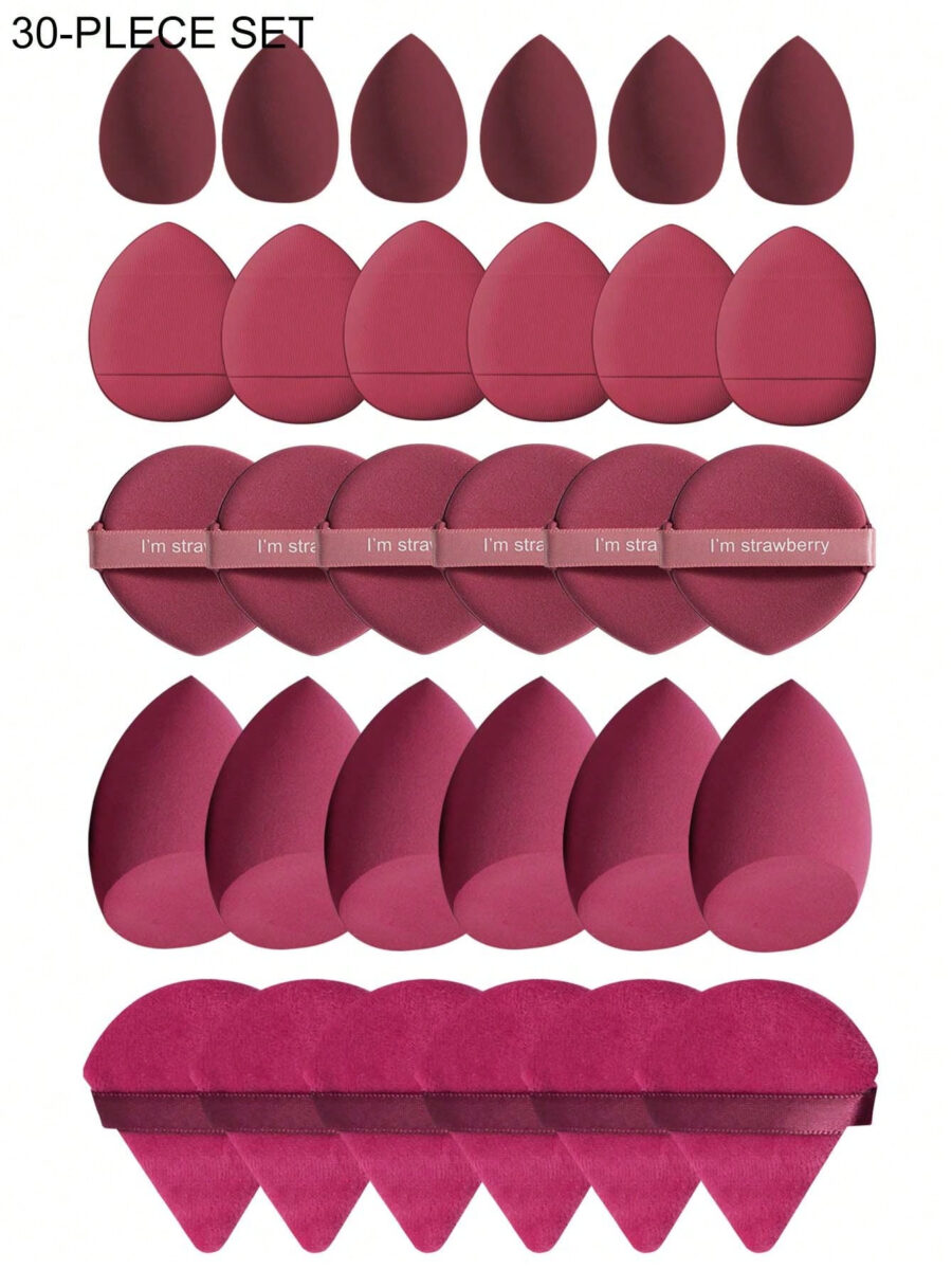 Makeup Tools Set Including:10PCS Makeup Sponges For Liquid Makeup+10PCS Mini Makeup Sponges For Liquid Makeup+10PCS Triangle Powder Puffs For Loose Powder And Makeup Setting+10PCS Air Cushion Powder Puffs For Facial Makeup+10PCS Mini Air Cushion Powder Puffs For Facial Concealer Makeup - Image 33