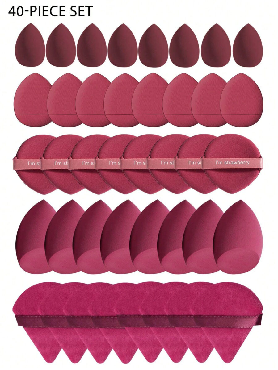 Makeup Tools Set Including:10PCS Makeup Sponges For Liquid Makeup+10PCS Mini Makeup Sponges For Liquid Makeup+10PCS Triangle Powder Puffs For Loose Powder And Makeup Setting+10PCS Air Cushion Powder Puffs For Facial Makeup+10PCS Mini Air Cushion Powder Puffs For Facial Concealer Makeup - Image 34