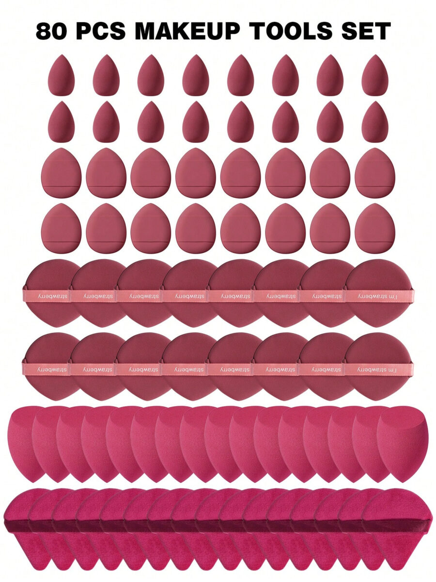 Makeup Tools Set Including:10PCS Makeup Sponges For Liquid Makeup+10PCS Mini Makeup Sponges For Liquid Makeup+10PCS Triangle Powder Puffs For Loose Powder And Makeup Setting+10PCS Air Cushion Powder Puffs For Facial Makeup+10PCS Mini Air Cushion Powder Puffs For Facial Concealer Makeup - Image 38