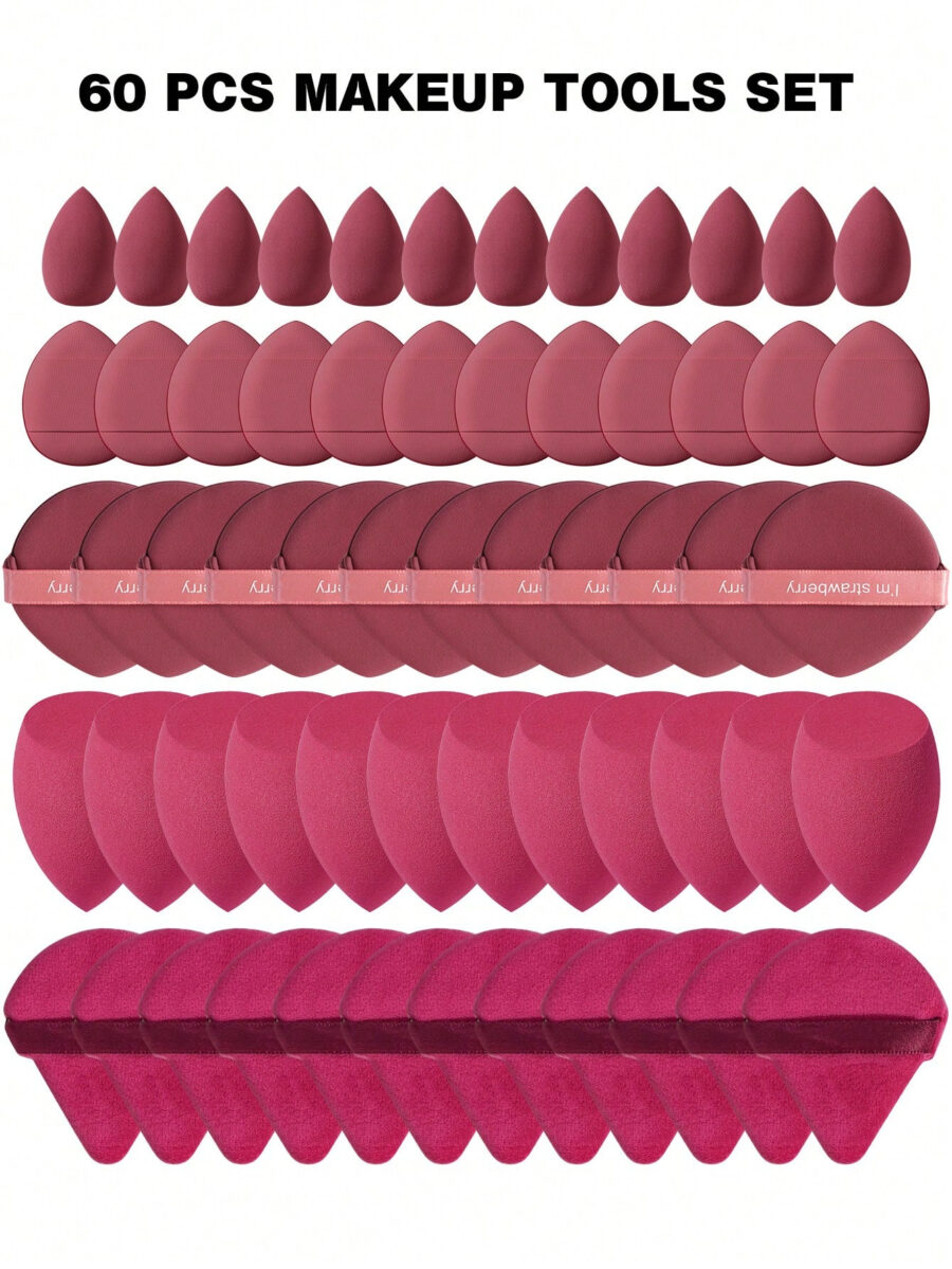 Makeup Tools Set Including:10PCS Makeup Sponges For Liquid Makeup+10PCS Mini Makeup Sponges For Liquid Makeup+10PCS Triangle Powder Puffs For Loose Powder And Makeup Setting+10PCS Air Cushion Powder Puffs For Facial Makeup+10PCS Mini Air Cushion Powder Puffs For Facial Concealer Makeup - Image 39