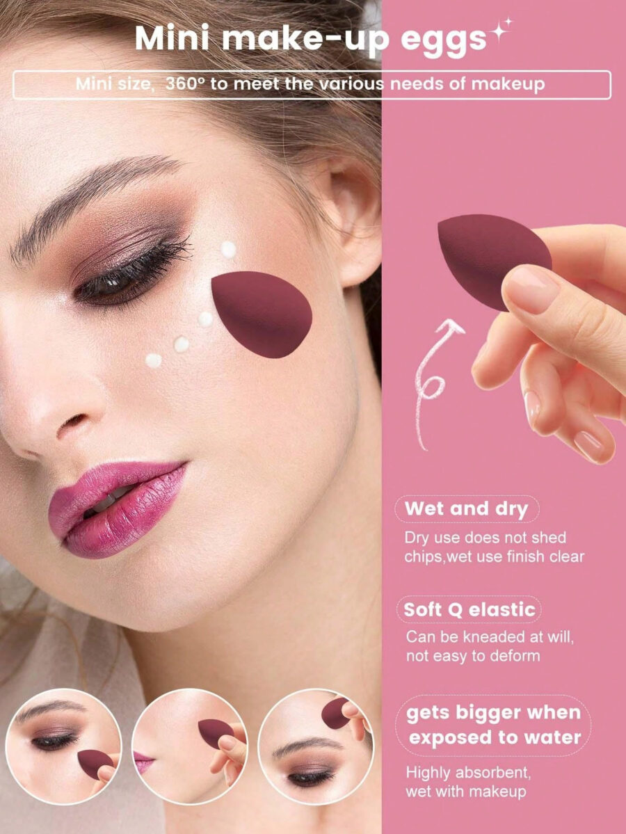 Makeup Tools Set Including:10PCS Makeup Sponges For Liquid Makeup+10PCS Mini Makeup Sponges For Liquid Makeup+10PCS Triangle Powder Puffs For Loose Powder And Makeup Setting+10PCS Air Cushion Powder Puffs For Facial Makeup+10PCS Mini Air Cushion Powder Puffs For Facial Concealer Makeup - Image 40