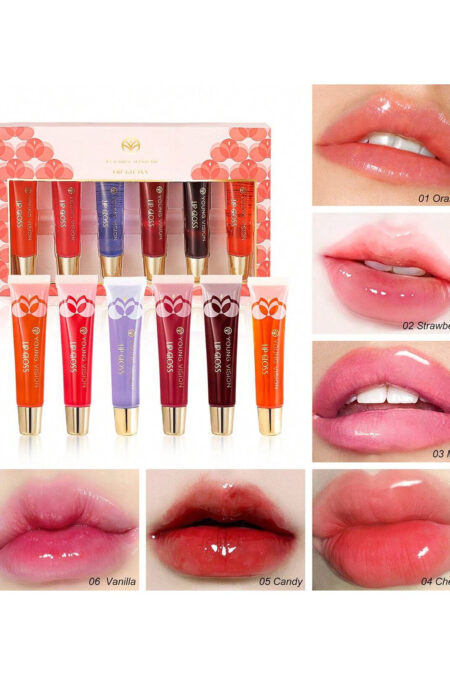 6 Sets Lip Oil Moisturizing Lip Gloss Lip Care Mint Lip Liquid Hydrating Lip Oil Makeup Set
