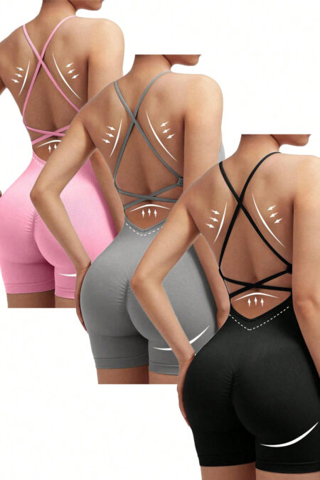 SHABREYA Sport Studio Seamless High Elasticity Criss-Cross Back Sports Romper