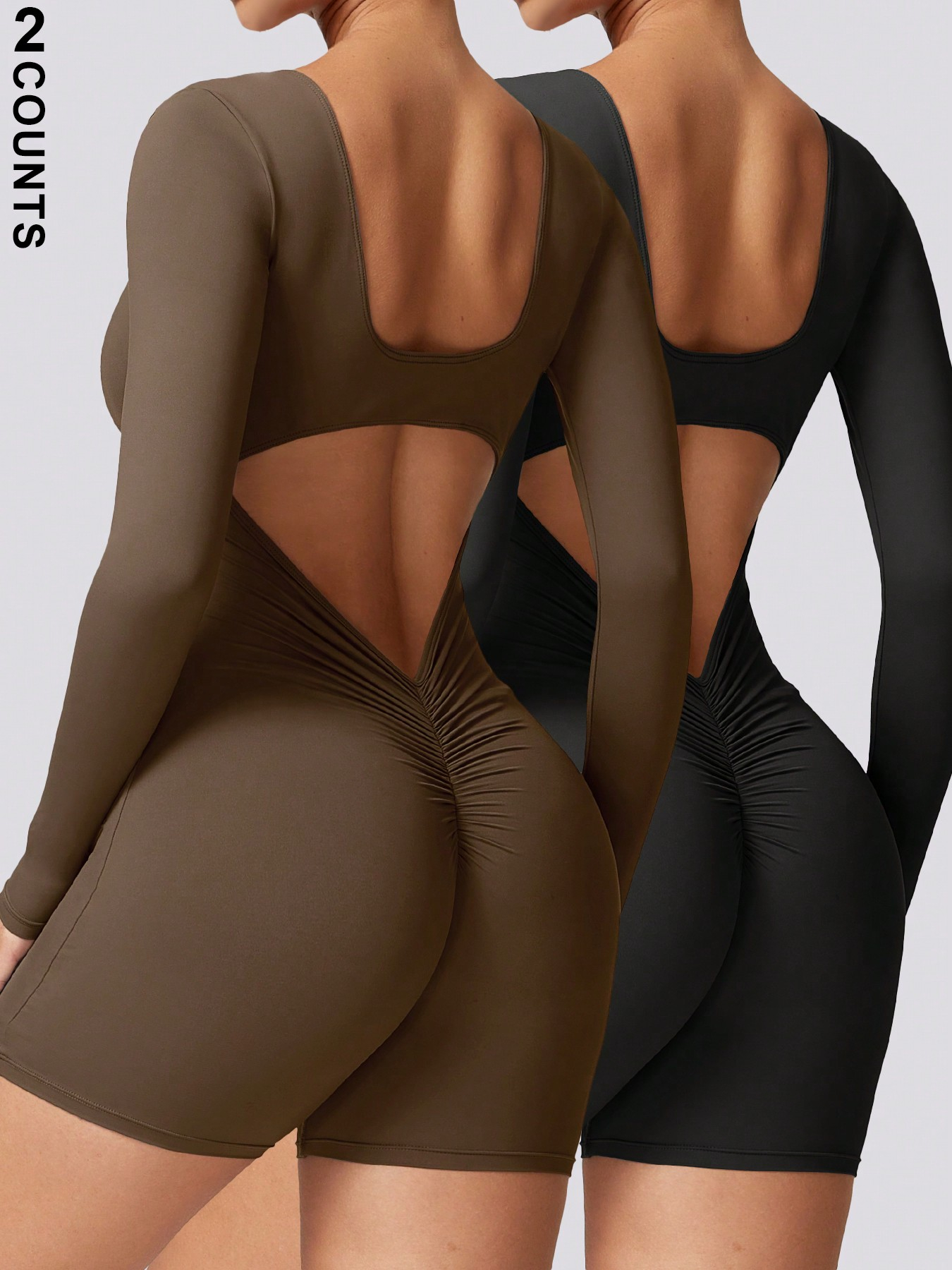 2 Piece Athletic Rompers For Women Tight Gym - Image 4