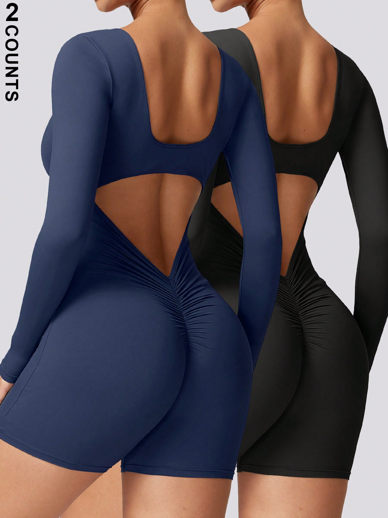 2 Piece Athletic Rompers For Women Tight Gym - Image 5