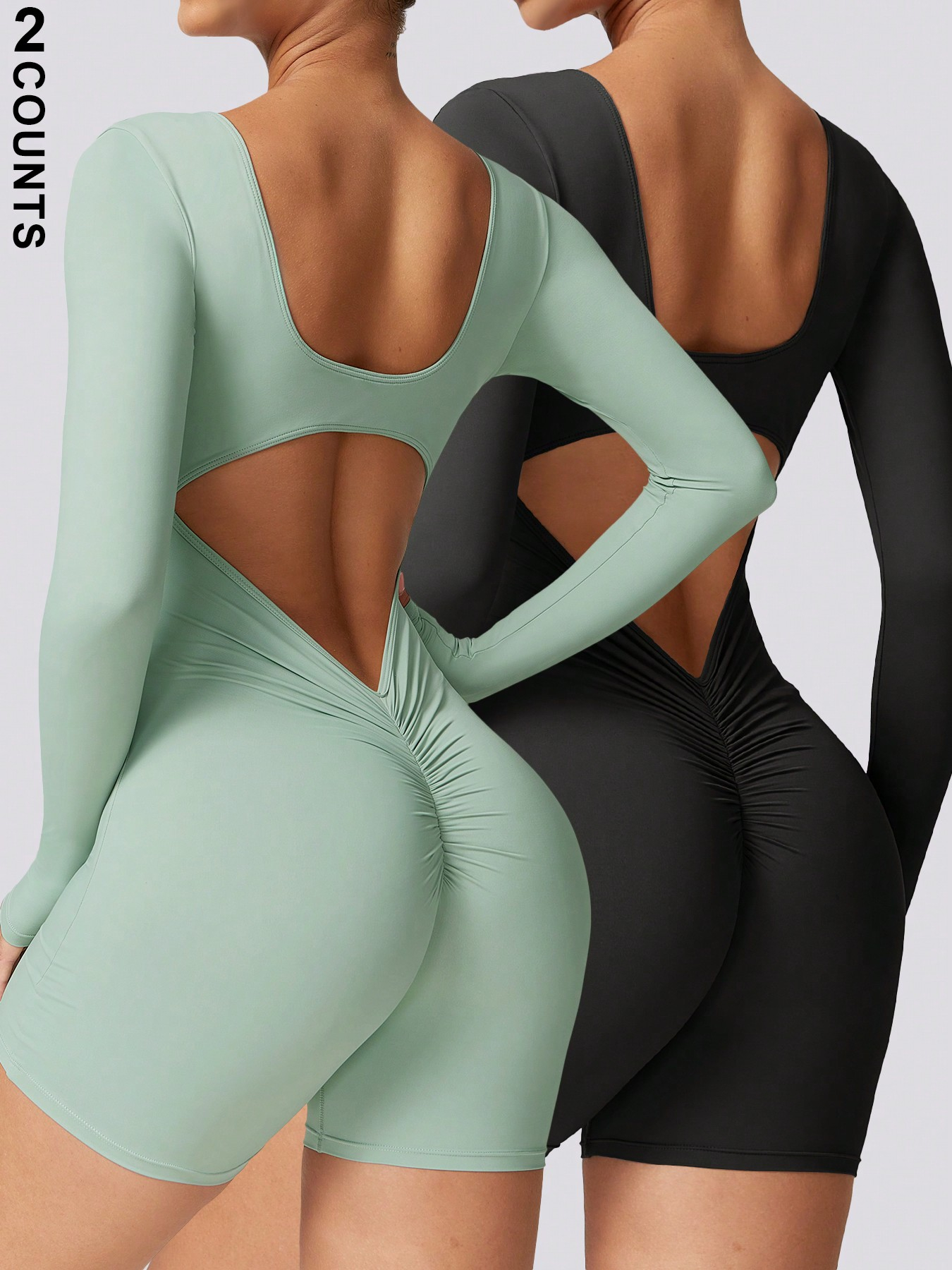 2 Piece Athletic Rompers For Women Tight Gym - Image 6