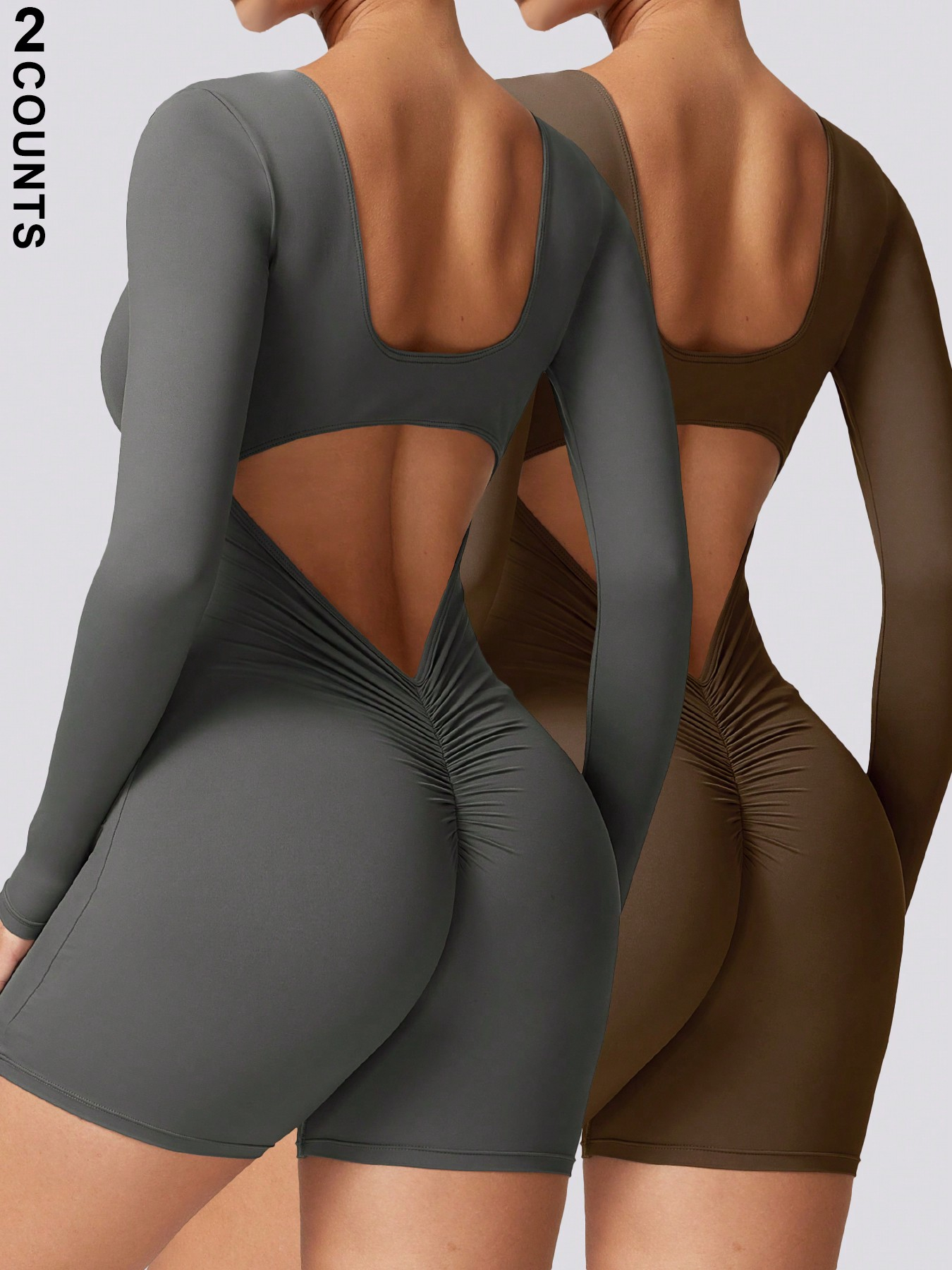 2 Piece Athletic Rompers For Women Tight Gym - Image 7