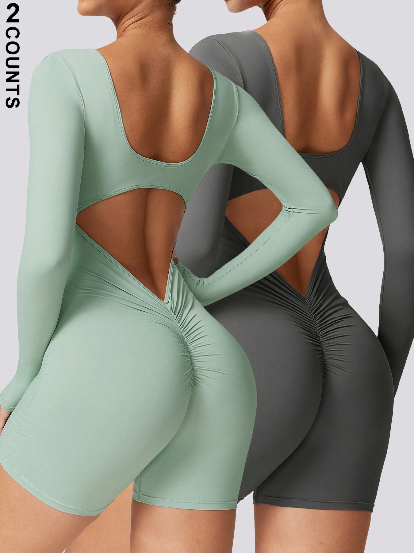 2 Piece Athletic Rompers For Women Tight Gym - Image 9