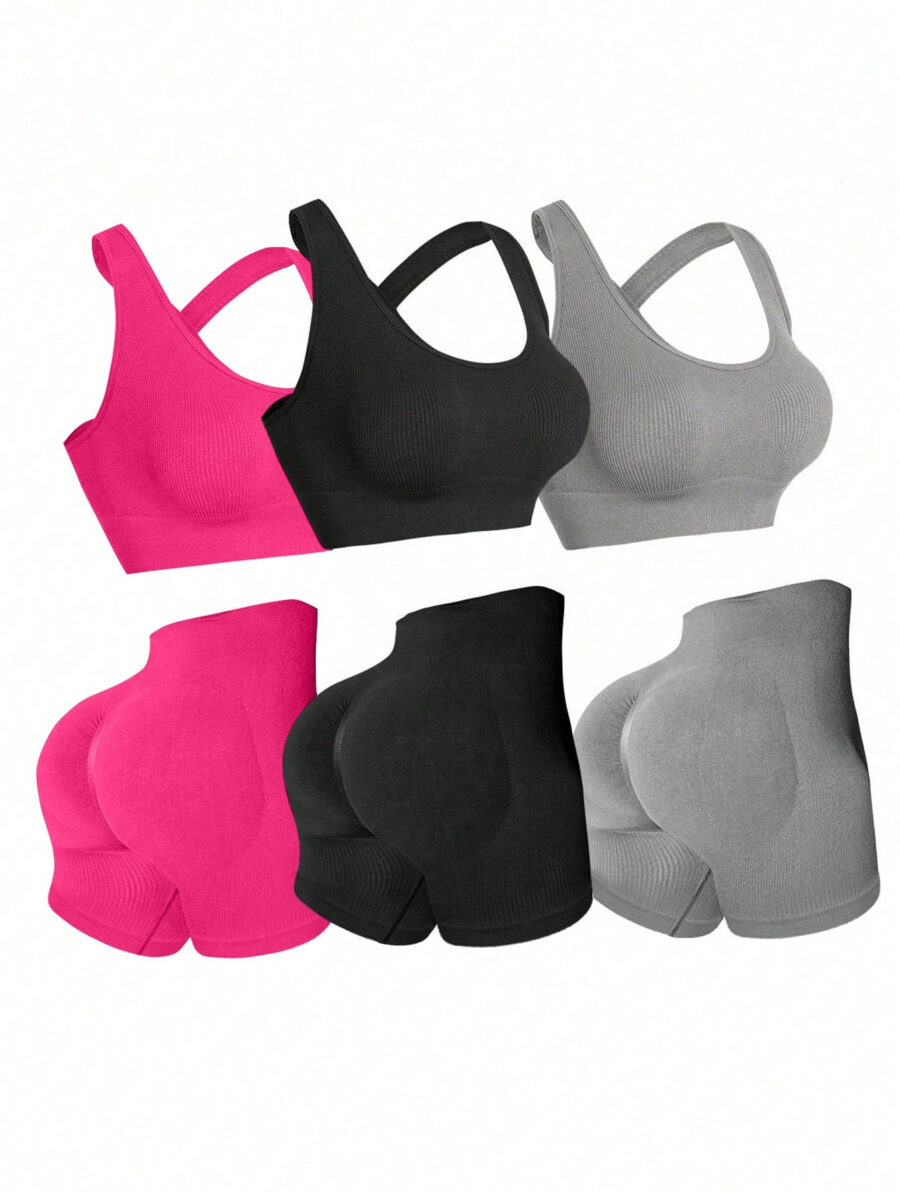 Easify SHABREYA Sport Women's Yoga Ribbed Workout Set Outfit Set Workout Women Set - Image 16