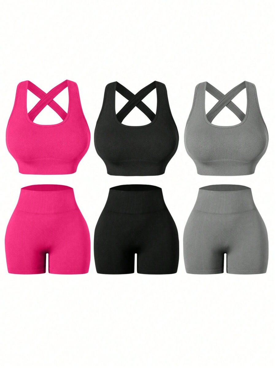 Easify SHABREYA Sport Women's Yoga Ribbed Workout Set Outfit Set Workout Women Set - Image 17